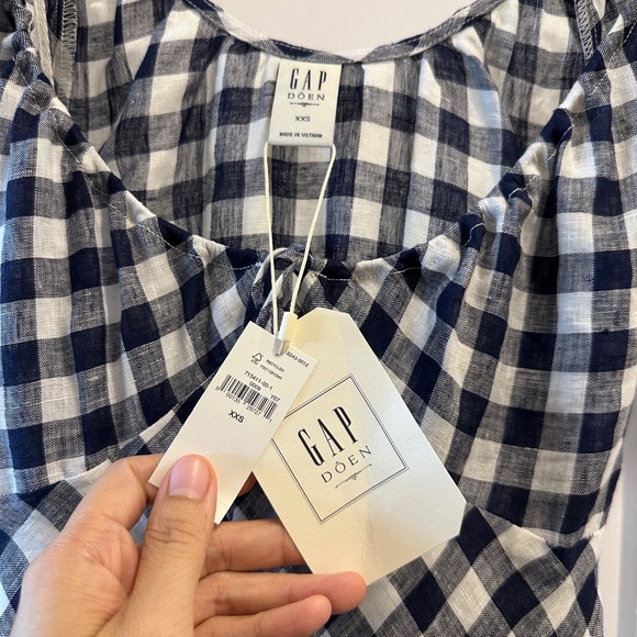 gap x doen 100% linen gingham dress - Picture 2 of 4